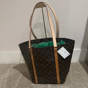 Louis Vuitton Classic Monogram Tote with Tan Straps